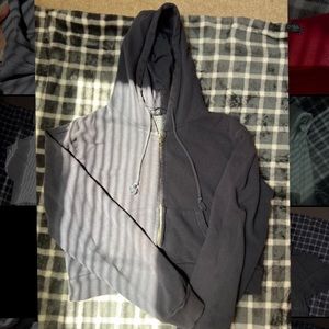 Navy blue simple Brandy Melville cropped zipper jacket